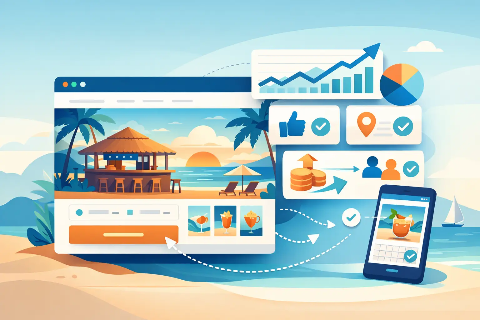 Ιστοσελίδα για beach bar που φέρνει κρατήσεις